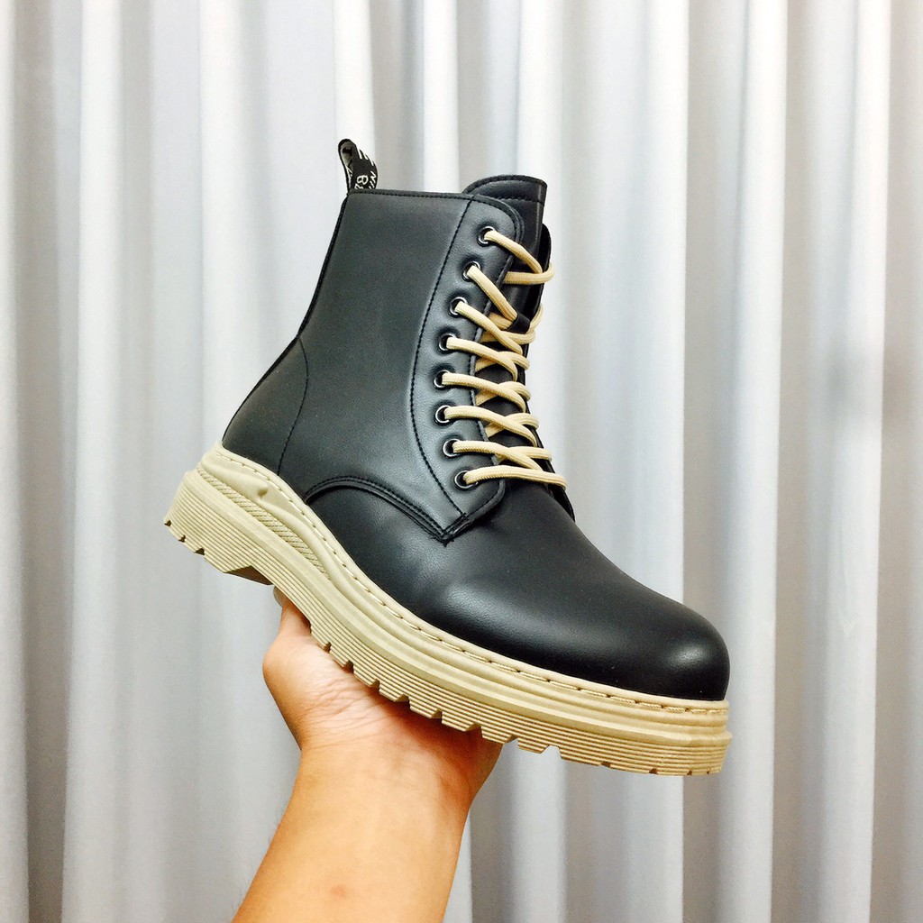 Giày cao cổ -Bốt cổ cao dr martens phiên bản 2021 INF - 1 (2 bản đen đế đen và đen đế kem)