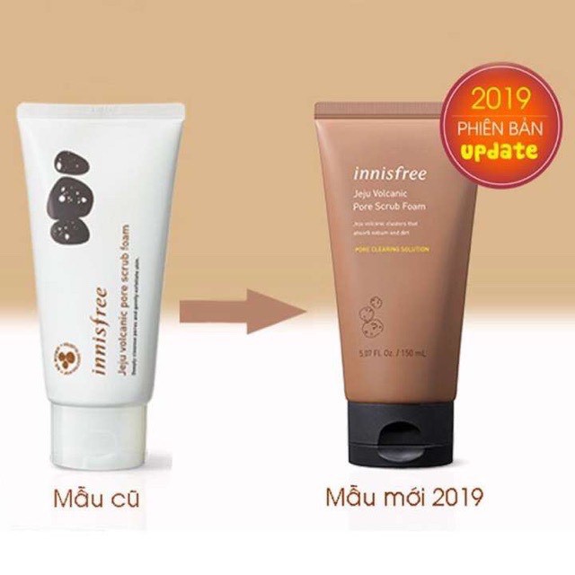 Sữa rửa mặt tro núi lửa innisfree - tẩy tế bào chết Jeju Volcanic Pore Scrub Foam 150ml