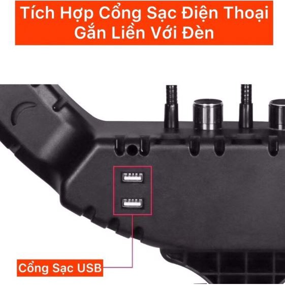 Đèn Livestream Size 45cm Kẹp 3 Điện Thoại và Có Điều Khiển Từ Xa