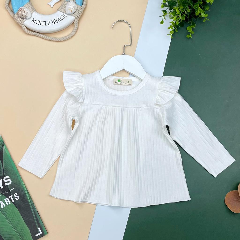 Áo bé gái cotton len bèo vai LITIBABY 2/8