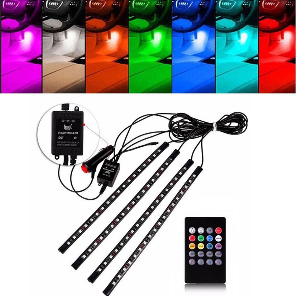 RGB ô tô bên trong Dải khí quyển Cảm biến bằng giọng nói Điều khiển âm thanh 18 Đèn LED IP65 12V