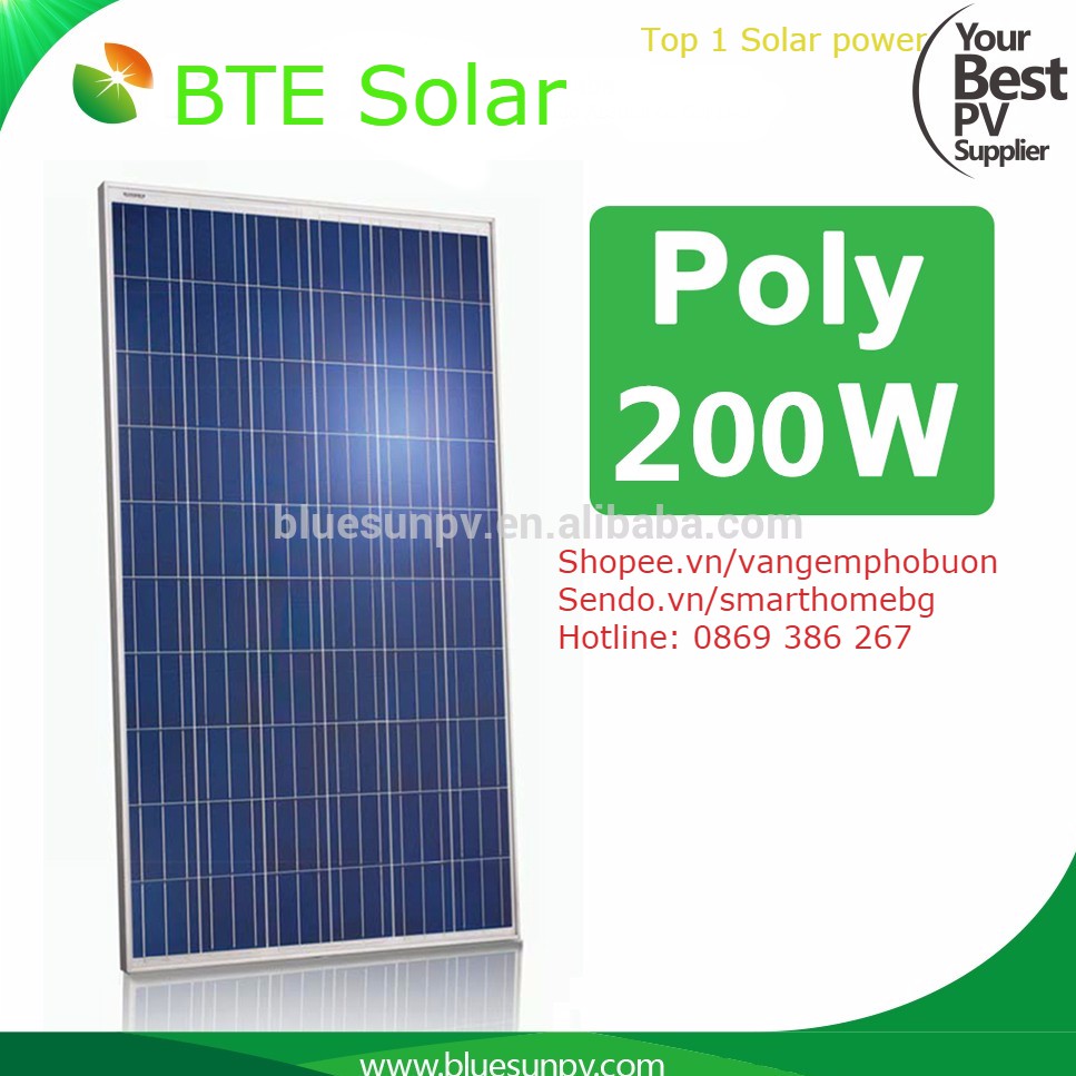 Pin mặt trời poly 200w BTE Solar, pin mat troi