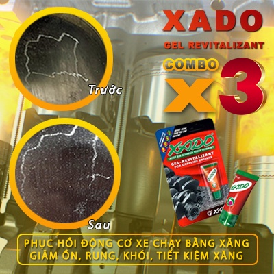COMBO 3 TUÝP XADO Gel Revitalizant phục hồi động cơ xe ô tô chạy bằng xăng, giảm ồn rung khói