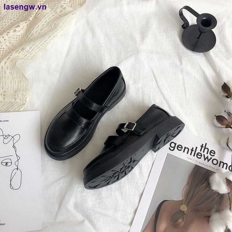 Giày da nữ size lớn 35-44 41 màu đen phong cách Lolita