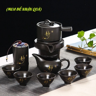 [NOWSHIP HCM] Bộ Ấm Chén Pha Trà Cối Xoay - Bộ uống trà phong cách độc đáo, xoay để rót trà