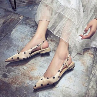 Giầy satin chấm bi đế 2cm hàng quảng châu