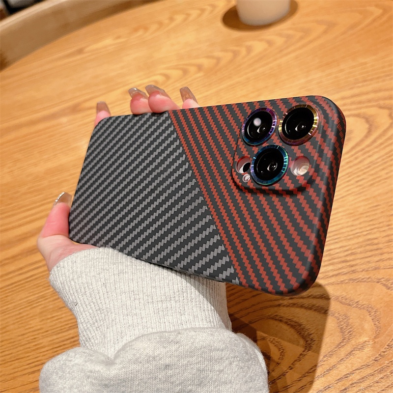 Ốp Điện Thoại Cứng Họa Tiết Sợi carbon Nhiều Màu Sang Trọng Chống Sốc Cho iphone 11 12 13 Pro Max ip12