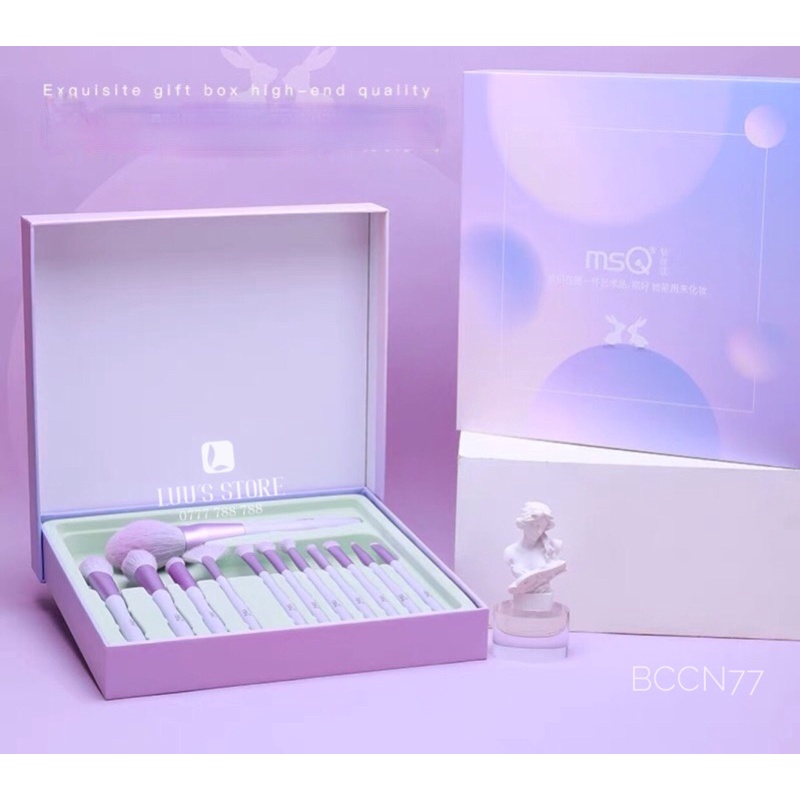 Bộ Cọ MSQ Màu Tím 12 Cây Kèm Bao Da BCCN77