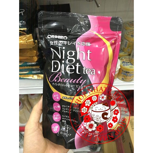 TRÀ GIẢM CÂN COLLAGEN ORIHIRO NIGHT DIET TEA ( GÓI MÀU HỒNG BỔ SUNG COLLAGEN CHỐNG LÃO HOÁ)