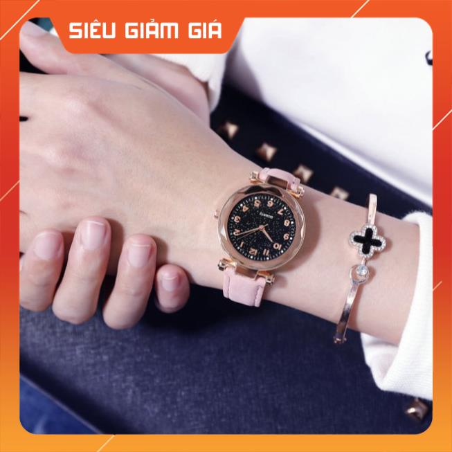 [Freeship] Đồng hồ thời trang nữ Mstianq MS32 dây da lộn cực đẹp, mặt số dể dàng xem giờ