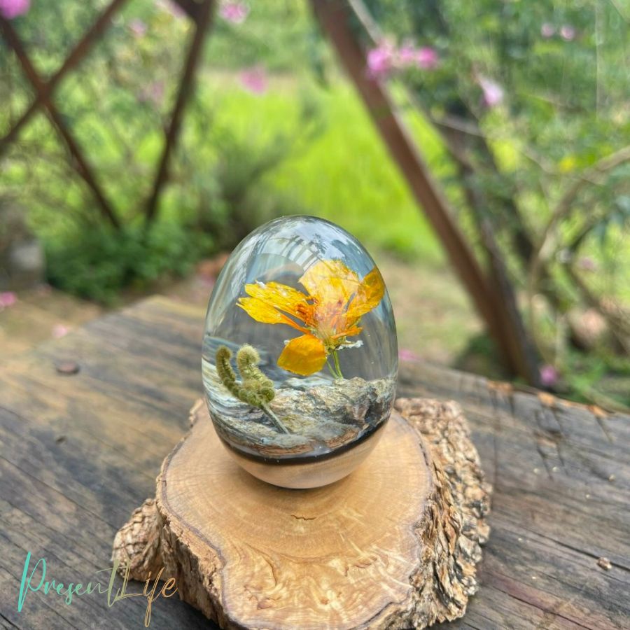 Trứng hoa resin, quà tặng handmade, thiết kế hoa đa sắc, trang trí bàn làm việc, quà tặng lưu niệm độc đáo