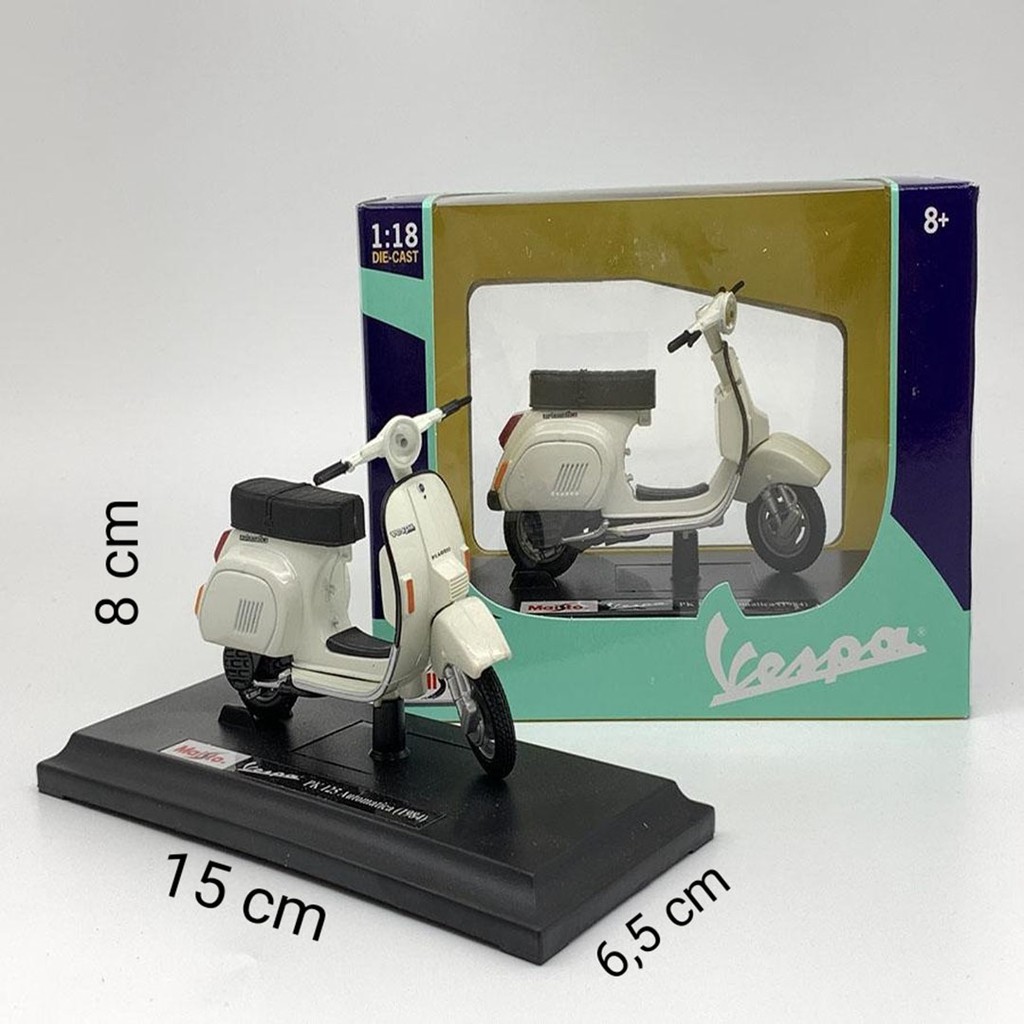 Mẫu Xe Mô Hình Tĩnh Vespa Pk 125 Automatia ( 1984) 1:18 Maisto Trắng