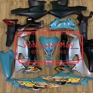 Bộ dàn áo xe wave rs 100  MÀU XANH NGỌC 2006 đến 2017 ,wave A -wave S 100 -wave Alpha  ,Fuil nhựa trắng ABS cao cấp