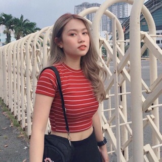 Áo thun gân crotop sọc 32