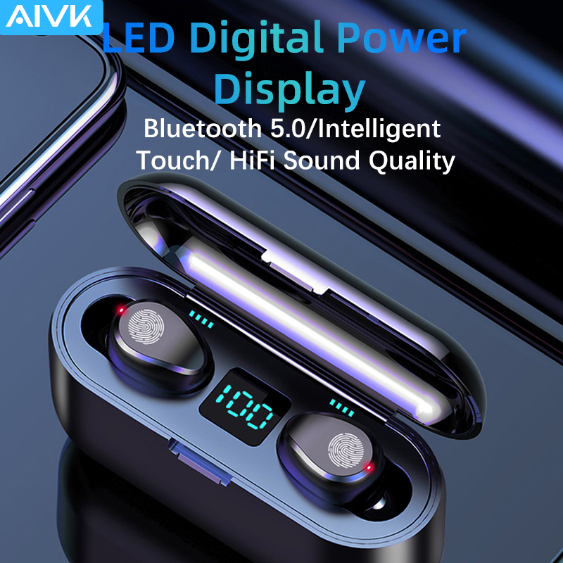 Tai Nghe Bluetooth 5.0 Aivk F9 Tws Điều Khiển Cảm Ứng Có Đèn Led | BigBuy360 - bigbuy360.vn
