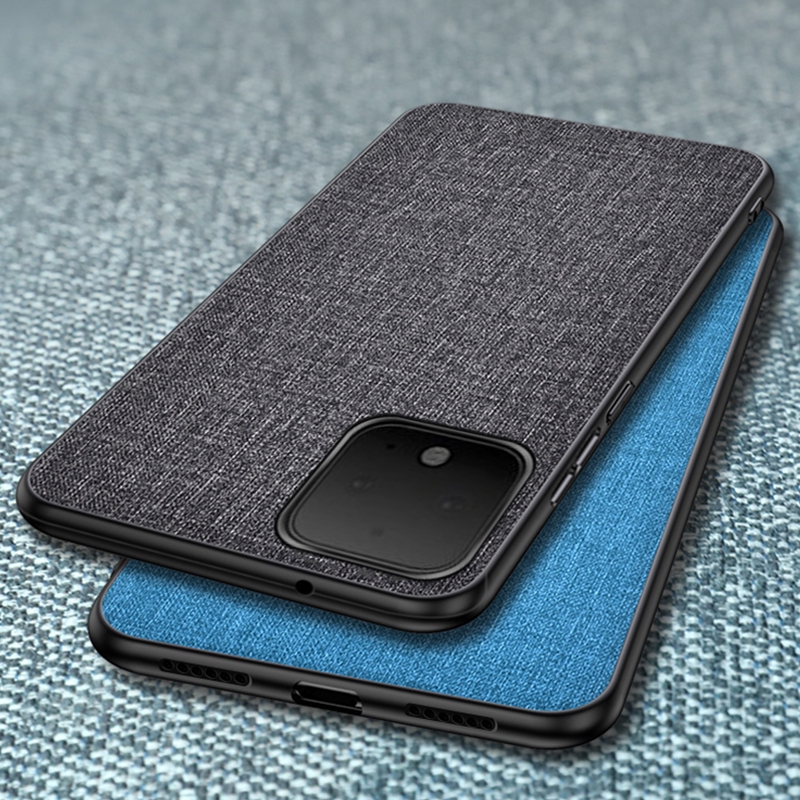 Ốp điện thoại vân vải canvas lai mềm siêu mỏng cho Google Pixel 4 XL 4a 3a 3 XL