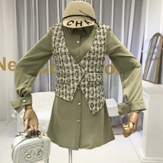Áo sơ mi phối áo gile