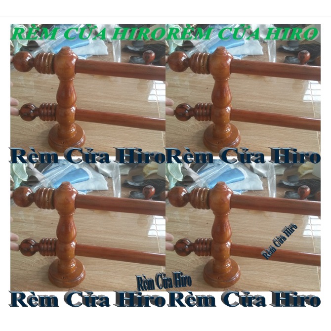 combo thanh treo rèm 2 lớp bằng gỗ căm xe nhiều kích thước