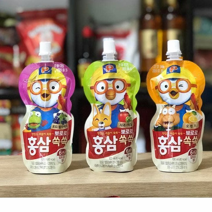 Hộp 10 gói Nước Hồng Sâm trái cây PALDO PORORO Hàn Quốc