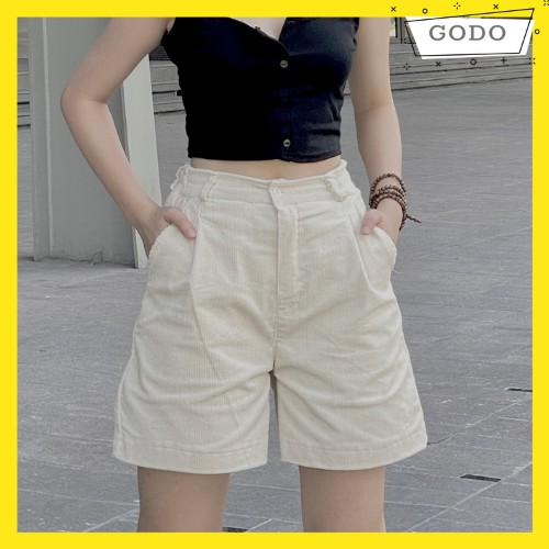 Quần Short Nhung Tăm Nam Nữ Ống Rộng Form Unisex GODO G01