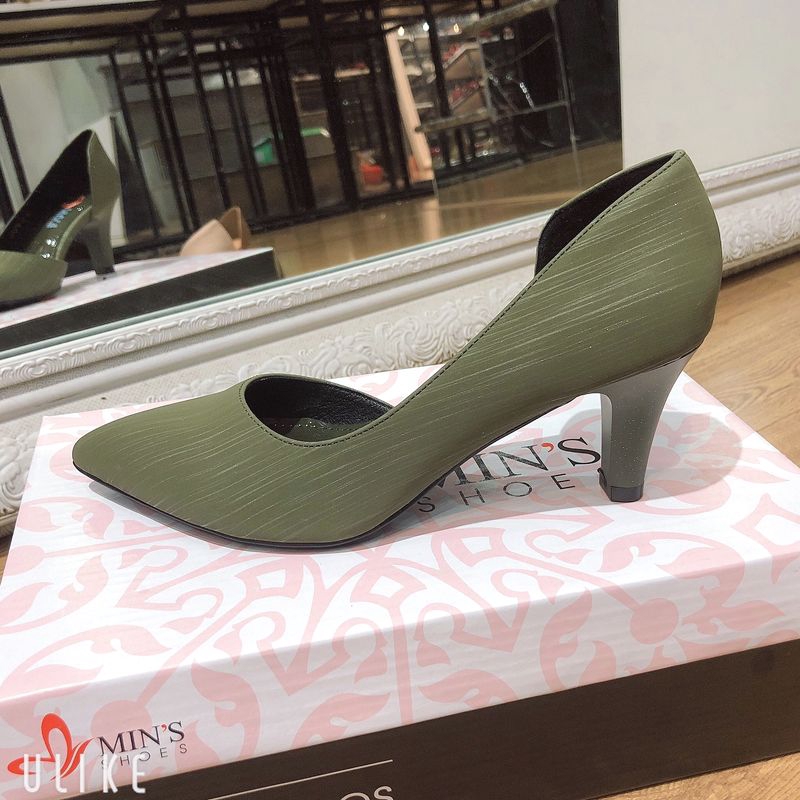 Min's Shoes - Giày Nữ Khoét Sườn K36 Rêu Xước