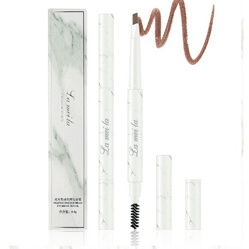 Chì Kẻ Lông Mày Lameila 02 Đầu Vân Đá Double Effect Bút Kẻ Mày Lameila 2 Đầu Bền Màu Không Thấm Nước Km23