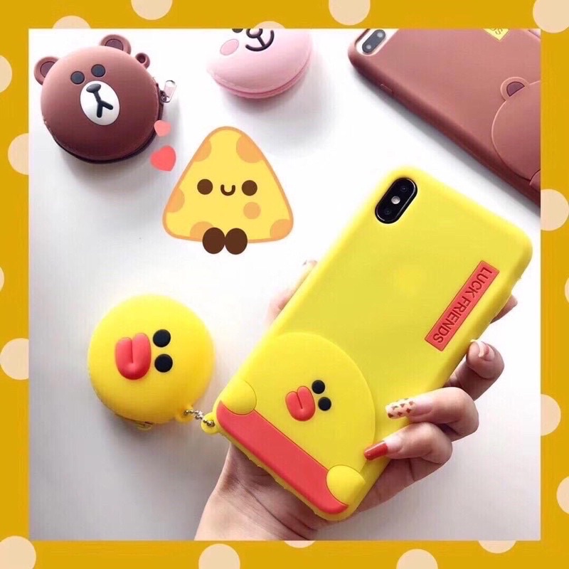 Ốp i.Phone XsMax Silicon Nhựa Dẻo Hình Vịt Kèm Ví Đựng Phụ Kiện