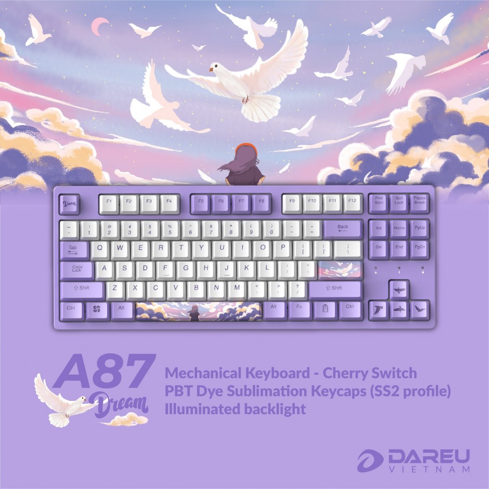 Bàn phím cơ chính hãng DAREU A87 Cherry Switch