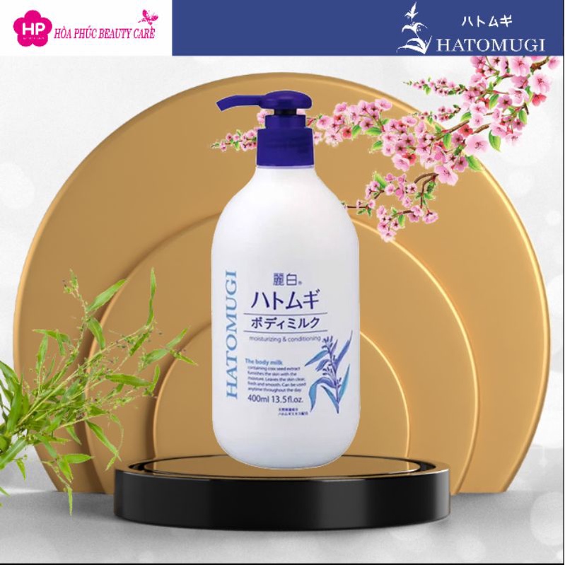 Dưỡng Thể Trắng Da Ban Đêm Reihaku Hatomugi Body Milk (Chai 400 mL)