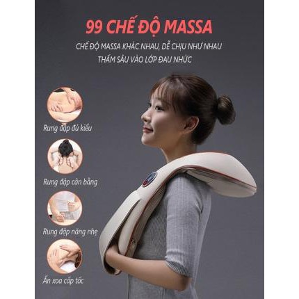 MSG22Đai Matxa Cổ Vai Gáy Chống Đau Mỏi Gối Massage Hồng Ngoại máy massage vai gáy có tích hợp hệ thống gia nhiệt nóng đ