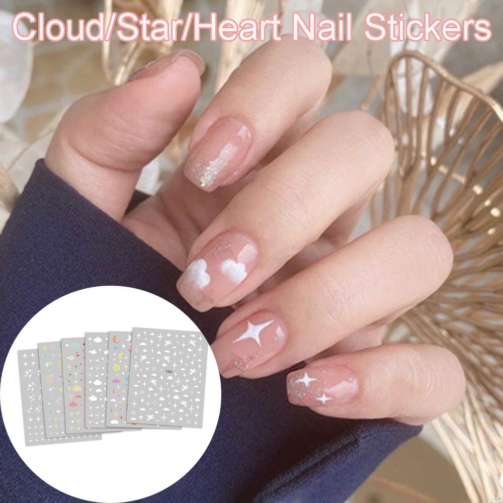 [Hàng mới về] Hình dán trang trí móng hình ngôi sao/ đám mây thời trang mùa hè có keo dán có thể tái sử dụng