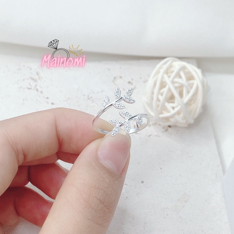 Nhẫn nữ 2 cành lá nguyệt quế vắt chéo MAINOMI mã kèm quà tặng freesize nhẹ nhàng tinh tế
