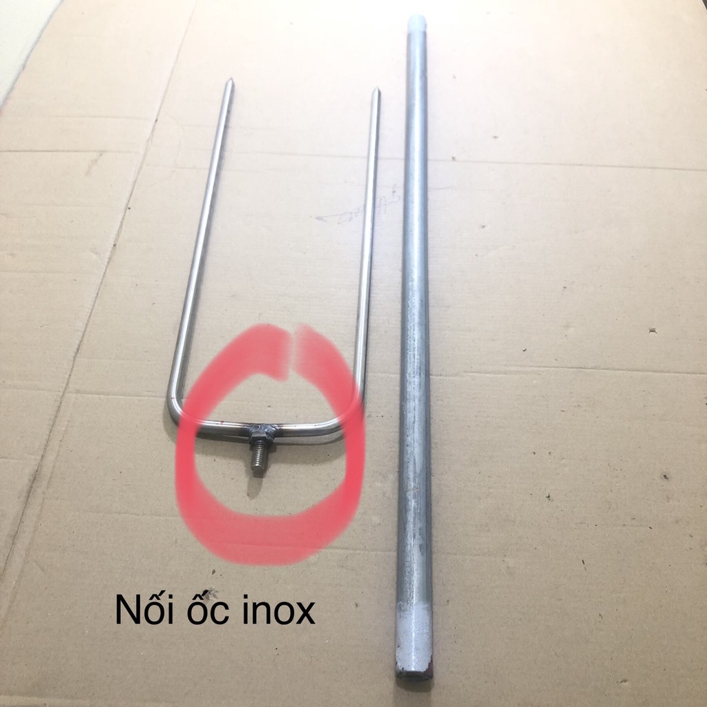 Xiên nướng lắp ráp dài 1.2m phủ bì/ Xiên nướng heo sữa cán nối dài bằng ốc xoáy liên kết