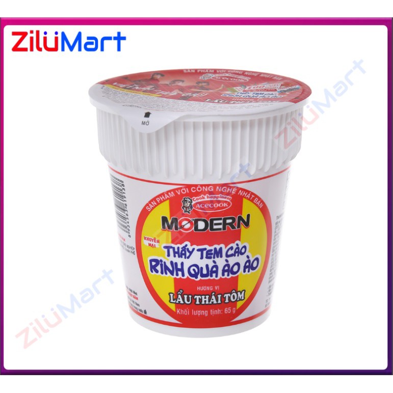 Thùng mì lẩu thái tôm Modern 24 ly x 65g