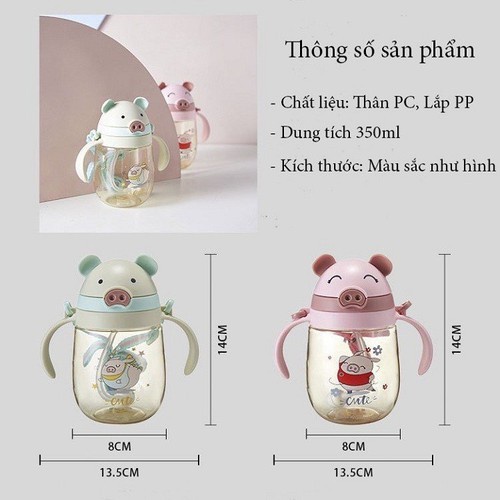 [Chống Sặc] Bình tập uống nước hình lợn, bình tập hút cho bé