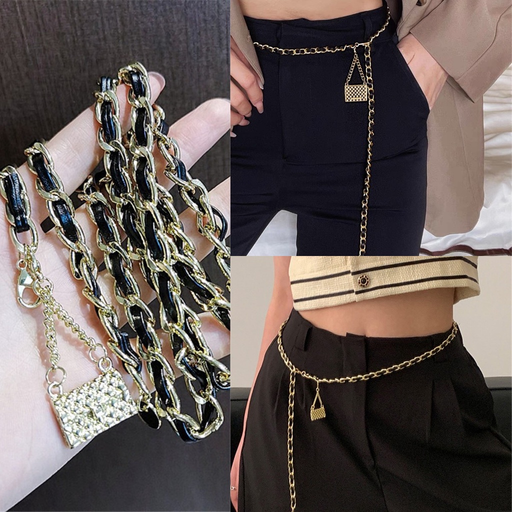 Thắt Lưng Dây Xích Kim Loại Mạ Vàng Độc Đáo Thời Trang