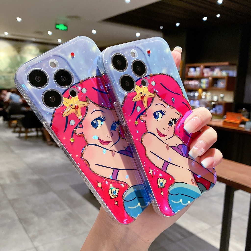 Ốp Lưng Chống Sốc Hình Nàng Tiên Cá Cho iPhone 14 / 13 / 12 / 11 / XS / 8P / 7