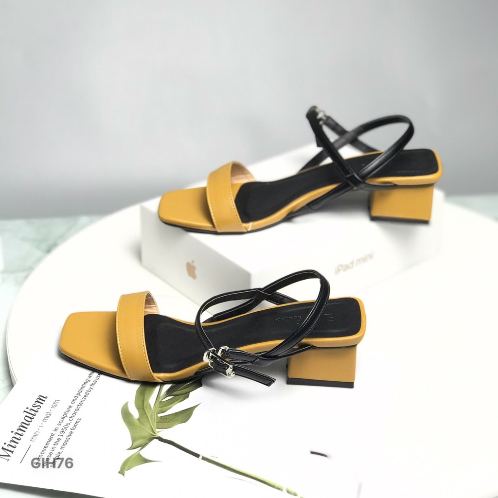 Sandal nữ BQ ❤️FREESHIP❤️ Giày quai hậu cao gót phối quai màu sắc trẻ trung gót vuông 5cm GIH76