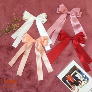 Kẹp/Cột tóc nơ lụa dáng dài 2 tầng - Kẹp tóc Handmade HATI