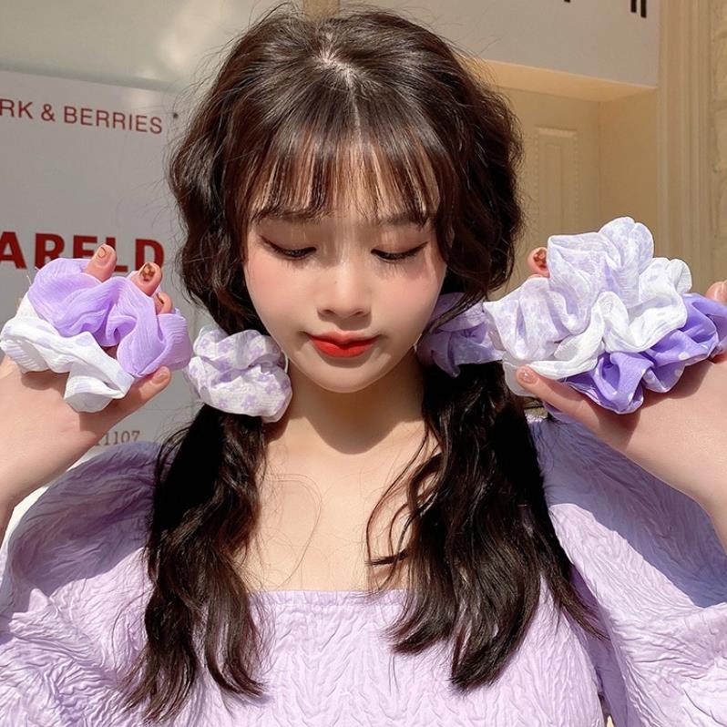 Dây Cột Tóc Co Giãn Màu Tím Xinh Xắn Thời Trang Cho Nữ