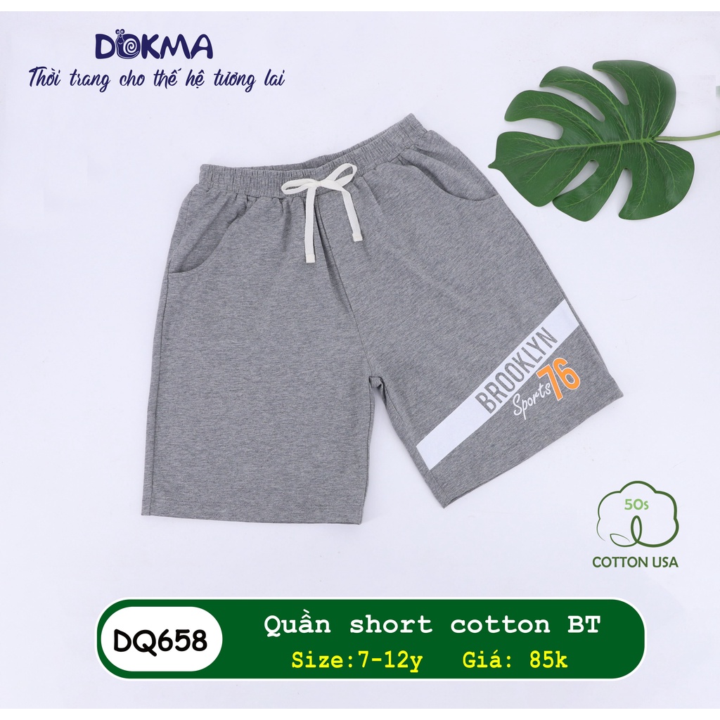 (8-&gt;12 tuổi) Quần đùi bé trai Dokma - 100% cotton siêu mềm mát (DQ658)