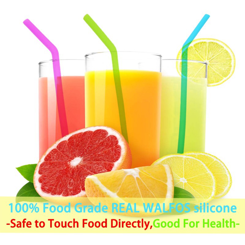 Bộ 2 ống hút silicone Walfos bằng thép không gỉ + cọ có thể tái sử dụng