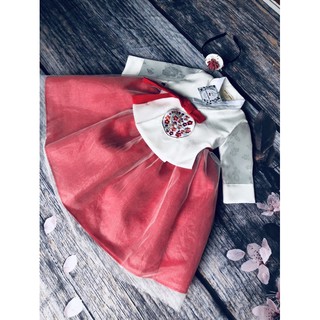 hanbok váy  đỏ cho bé(ảnh thật )