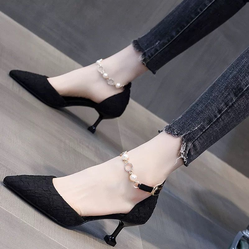 Giày cao gót mũi nhọn cao 5cm có khóa kéo thời trang cho nữ