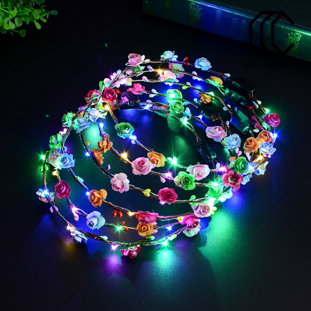 [HOT]✧Vòng Hoa Đội Đầu Có Đèn LED