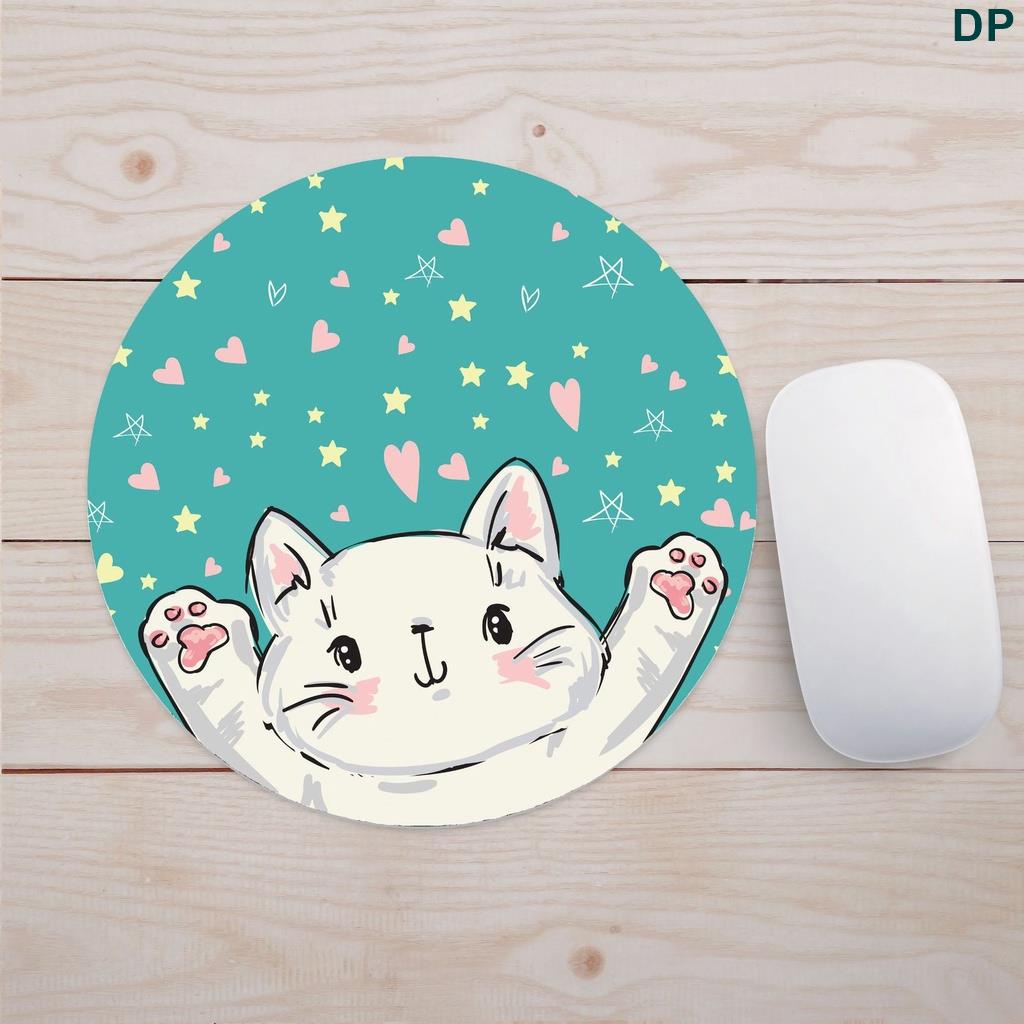 Đệm Lót Chuột Hình Tròn Cỡ Lớn 20cm Bằng Cao Su Tự Nhiên Chống Trượt In Họa Tiết Hoạt Hình Dễ Thương