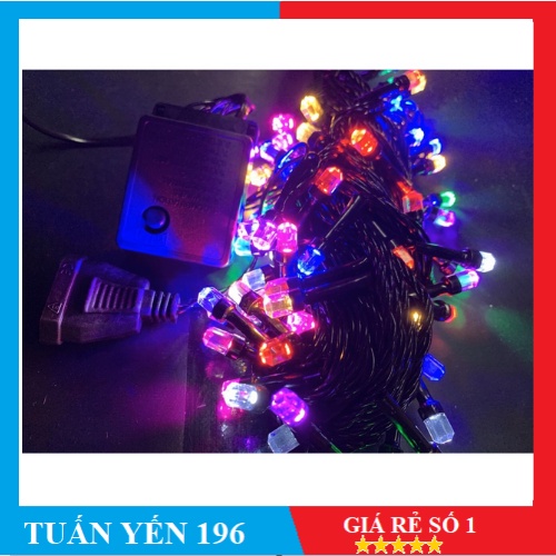 Đèn led dây chớp dài 8m bóng lục giác/ tròn có đầu nối - đủ màu