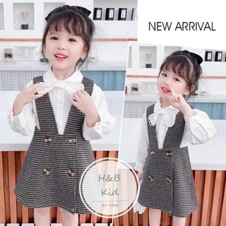 Set váy yếm kèm áo sơ mi xinh yêu cho bé gái - SYC