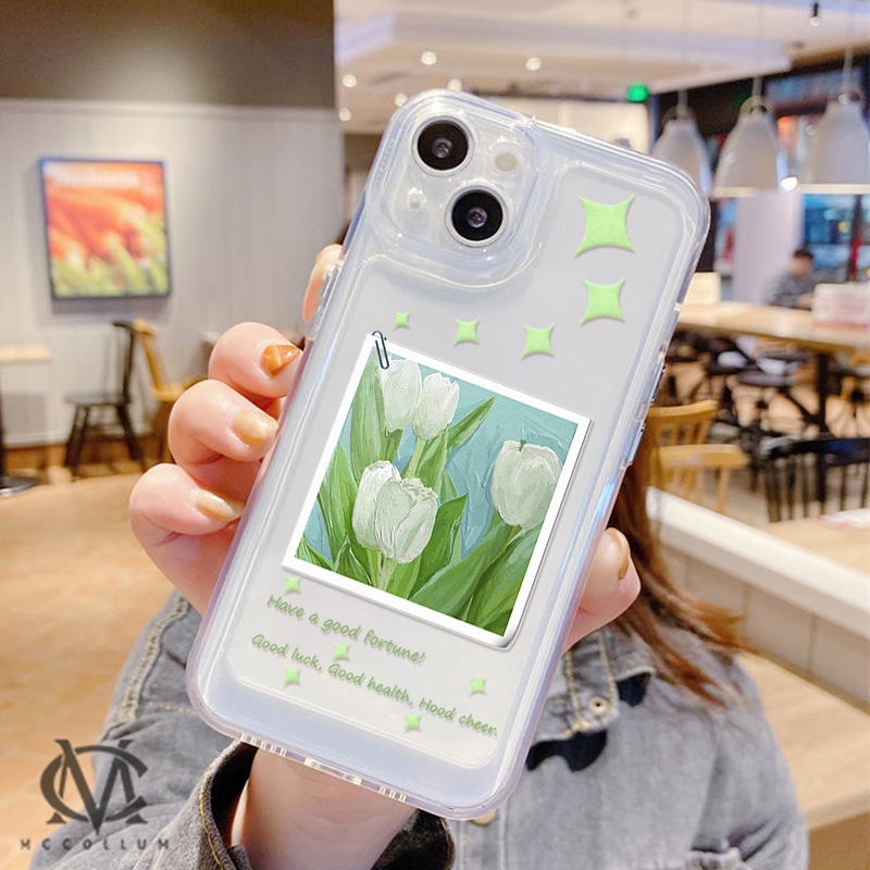 Ốp Điện Thoại TPU Trong Suốt Họa Tiết Hoa Tulip Cho iPhone 13 12 11 Pro Max X XR XS Max 7 8 Plus SE 2020 2022