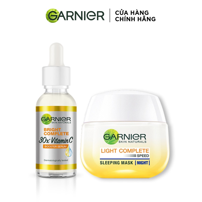 Set 2 bước dưỡng sáng và bảo vệ da ban ngày Garnier Light Complete Vitamin C